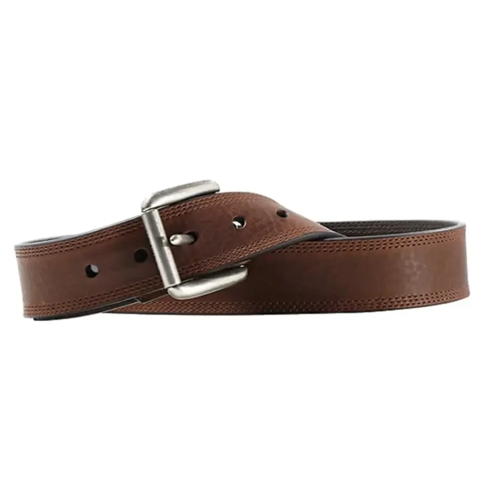 Ariat Brown Leather Men's Belt with Silver Buckle